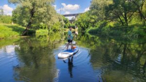 Мост в обновленном труде - финиш сплава по реке Истра